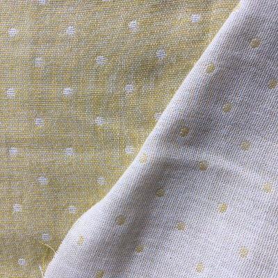 Yellow dots reversible double chambray gauze fabric