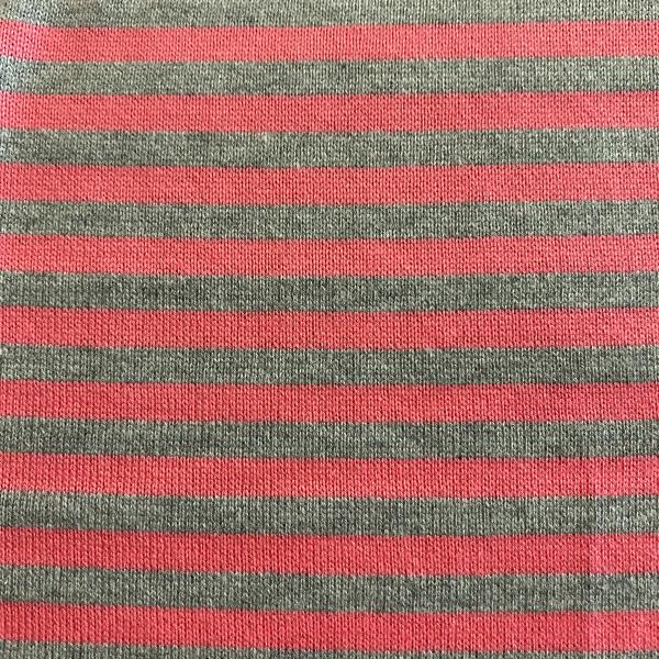 Pink and grey striped jersey fabric