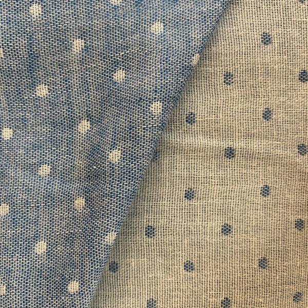 Blue jean dots reversible double chambray gauze fabric