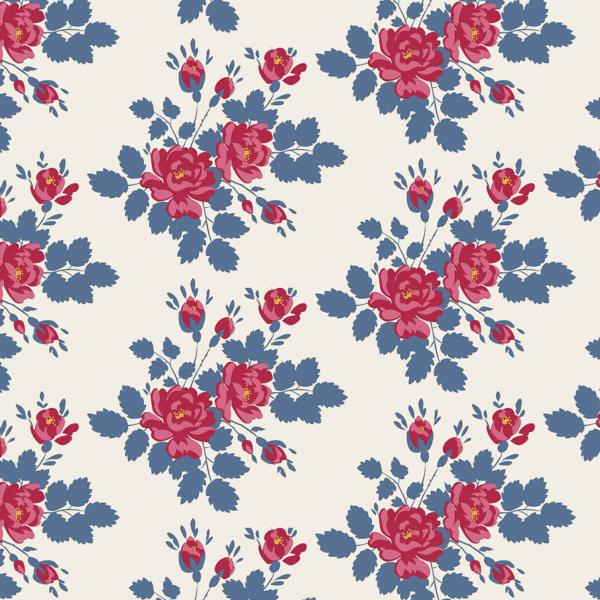Tissu Tilda Village Life myrtle blue