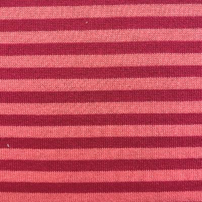 Tissu jersey rayé rouge et fuchsia